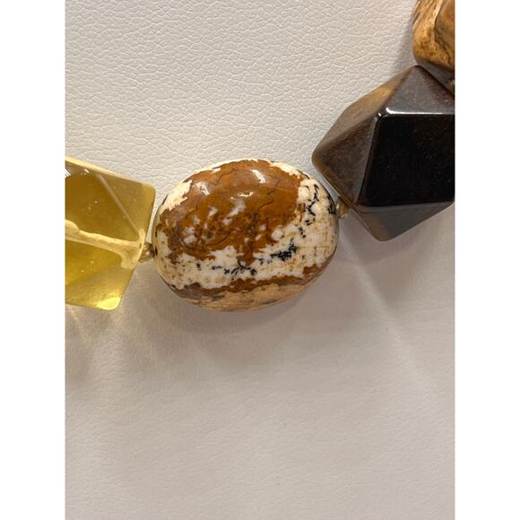 Sigrid Olsen Vintage Stone Tigers Eye Jasper Yellow Chunky Beaded‎ Necklace - Picture 2 of 9